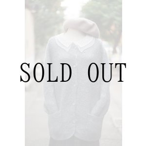 画像: 無地 水色 ニット カーディガン クルーネック 前開き[19176]