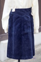 画像: "Wrangler" 無地 ネイビー スカート コーデュロイ w60cm[19230]