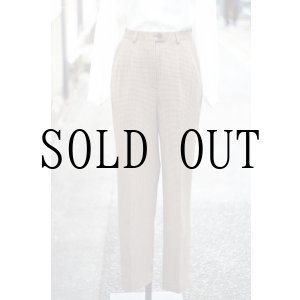 画像: "Papotage" ブラウン系 千鳥格子 チェック柄 ツータック ウール パンツ w70cm[19404]