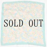 画像: 花柄 グリーン シルク スカーフ 77cm×77cm[19527]