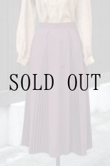 画像: "Claude Lema" 無地 エンジ パープル スカート プリーツ w62cm[19556]