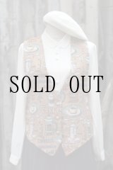 画像: "backroad" US製 カフェ絵模様 ベスト[19603]