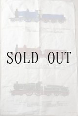 画像: "A hugh evelyn design"アイルランド製 vintage リネン アルスター鉄道 カレドニアン鉄道 機関車 ファブリック 50×77cm [19681]