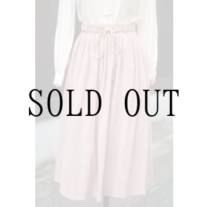 画像: 無地 ピンク パイル地 スカート フレア ベルト付き w69cm[19718]