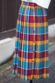画像2: "Sixteen Tokyo." カラフル チェック柄 プリーツ スカート w66cm[19798]
