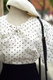 画像5: "DIAS by Tokyo blouse" 白×黒  ドット柄 半袖  ブラウス リボン   パフスリーブ[19863]
