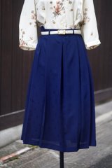 画像: ネイビー 透かし花柄  プリーツ  スカート w68cm[19865]