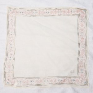 画像: "Sybilla" 幾何学柄 白系 シルク ミニ スカーフ 52cm×52cm[19886]