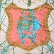 画像2: 装飾模様 タッセル グリーン×ピンク  シルク スカーフ 86cm×86cm[19887]