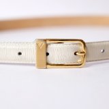 画像: "Liz Claiborne" インポート 白 グレイン 真鍮 レザー ベルト[19916]