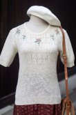 画像10: 白 サマー ニット トップス お花刺繍[19881]