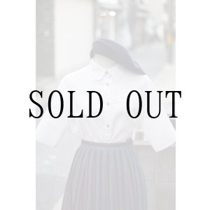 画像: ”senevowars” アイボリー 半袖 ブラウス レギュラーカラー 刺繍 レース [20015]