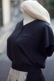 画像2: ”VALERIE STEVENS” 黒  シルク半袖 ブラウス  ノーカラー[20025]