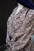 画像9: "Breli originals" US製 黒 ピンク系 花柄 七分袖 レトロワンピース カシュクール [20027]