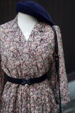 画像6: "Breli originals" US製 黒 ピンク系 花柄 七分袖 レトロワンピース カシュクール [20027]