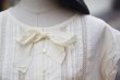 画像3: Hokin Blouses” 無地 コットン アイボリー  フレンチスリーブ ブラウス ラウンドネック リボン レース ペプラム[20031]