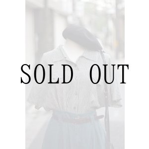 画像: "FLORRIE BELL" チェック柄 黒×白 半袖 ブラウス レギュラーカラー 胸ポケット[20029]