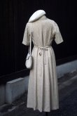 画像4: "Rosabonhenr"  ベージュ系 花柄 半袖 レトロワンピース オープンカラー[20049]