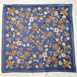 画像: "レリアン" ブルー系 エスニック花柄 コットン スカーフ 86cm×86cm[20082]