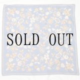 画像: "レリアン" ブルー系 エスニック花柄 コットン スカーフ 86cm×86cm[20082]