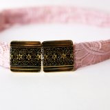 画像: 花柄 ピンク系 アンティークベルト[20105]