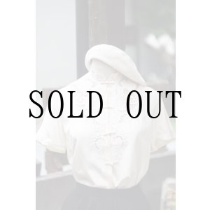 画像: 無地 アイボリー シルク チャイナブラウス 半袖 チャイナボタン マオカラー  刺繍 [20222]