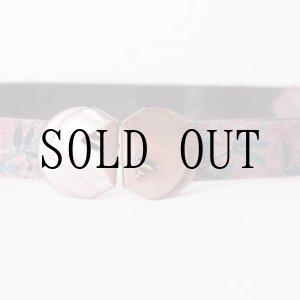 画像: 花柄 パープル×グリーン系 アンティークベルト[20162]