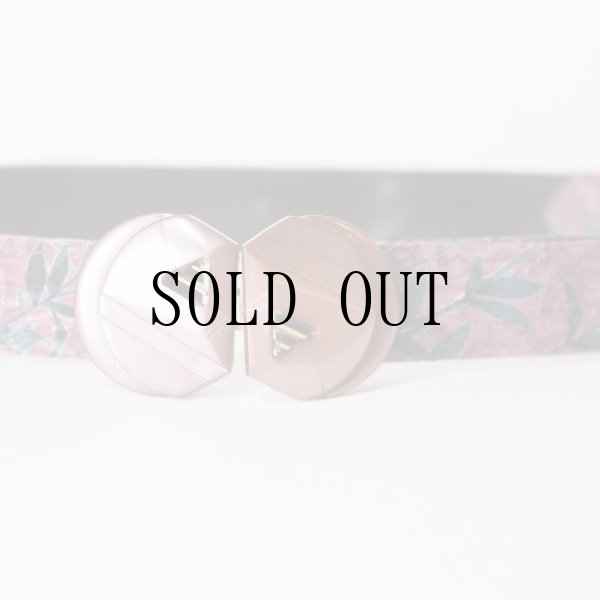 画像1: 花柄 パープル×グリーン系 アンティークベルト[20162]