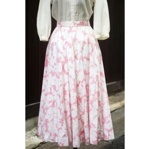 画像: ピンク系 花柄  スカート フレア 刺繍 カッティングレース w62cm[20215]