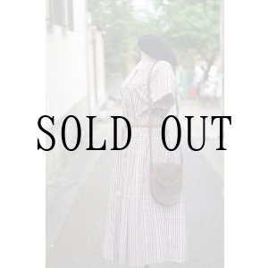 画像: "Cr ti cle" ブラウン系 コットン チェック柄  レトロワンピース ラウンドネック [20220]