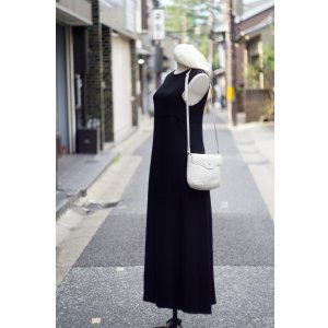 画像: ”Yohji yamamoto Noir” 無地 レーヨン シルク 黒 袖なし レトロワンピース ノーカラー[20223]