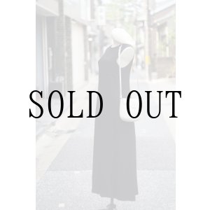 画像: ”Yohji yamamoto Noir” 無地 レーヨン シルク 黒 袖なし レトロワンピース ノーカラー[20223]