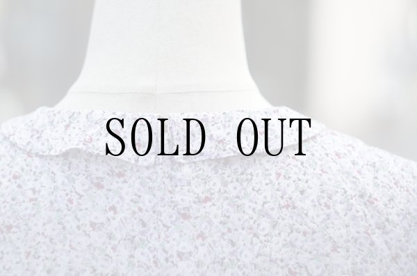 画像7: "BELLE BOISLE" パープル系 小花柄 長袖 レトロワンピース タイニーカラー ピンタック[20194]