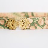画像: 花柄 グリーン×ベージュ系 アンティークベルト[20249]