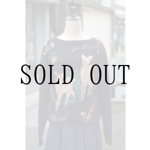 画像: ”The Woolrich woman” 黒 ラミー混 鹿柄 ニット クルーネック[20336]