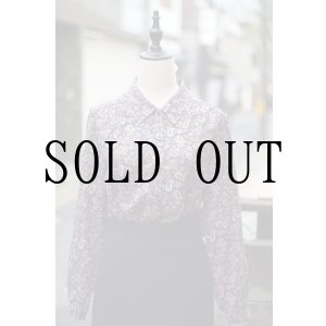 画像: "JOSE PHANNE" ネイビー ペイズリー柄 長袖 ブラウス レギュラーカラー[20342]