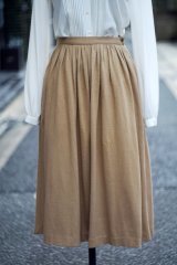 画像: "UG" 無地 ウール混 ブラウン スカート フレア w64cm[20341]