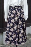 画像1: ネイビー 花柄 スカート フレア w63cm[20356]