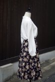 画像5: ネイビー 花柄 スカート フレア w63cm[20356]