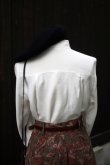 画像6: "Mercredi" 無地 白 長袖 ブラウス プリーツ スタンドカラー [20360]