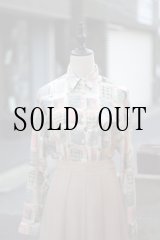 画像: "Pasadena Bell" 総柄 チェック 長袖 ブラウス レギュラーカラー[20362]