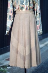 画像: レーヨン リネン混 ベージュ フレア スカート w72cm[20363]