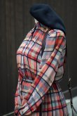 画像9: ”TOKYO BLOUSE” タータンチェック柄 マルチカラー 長袖 レトロワンピース スタンドカラー ベルト[20367]