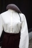 画像2: "KORET" US製 無地 白 長袖 ブラウス フリルスタンドカラー 比翼[20366]