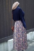 画像7: ネイビー 花柄  スカート フレア w66cm[20377]