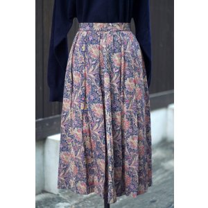 画像: ネイビー 花柄  スカート フレア w66cm[20377]