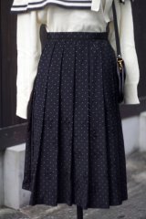 画像: ”Addenda” ドット×リボン柄 黒×白 スカート フレア w65cm[20373]