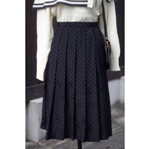 画像: ”Addenda” ドット×リボン柄 黒×白 スカート フレア w65cm[20373]