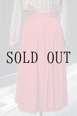 画像: 赤 無地 オリエンタル柄 スカート フレア  w64cm[20376]