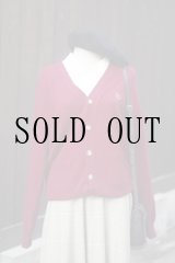 画像: ”NAPOLEON” 無地 ウール混 ボルドー ニット カーディガン [20375]